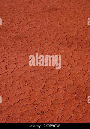 cracked and dry red ground, global warming concept Stock Photo