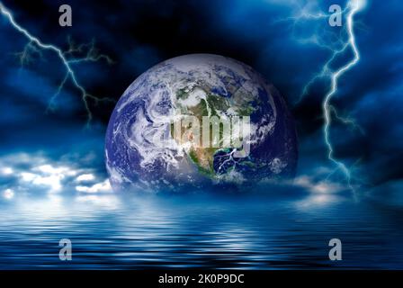 planet Earth and dramatic weather conditions, concept for global warming Stock Photo