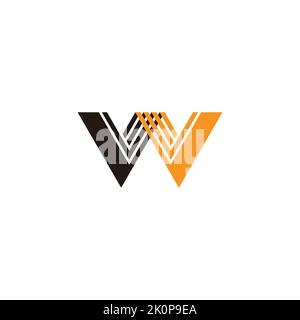 letter wv stripes triangles colorful logo vector Stock Vector