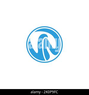 letter vn circle motion water logo vector Stock Vector