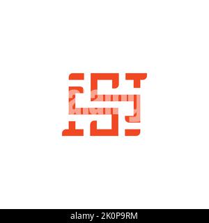 abstract letter bs mosaic maze design geometric logo vector Stock Vector