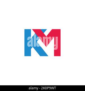letter km linked colorful geometric logo vector Stock Vector