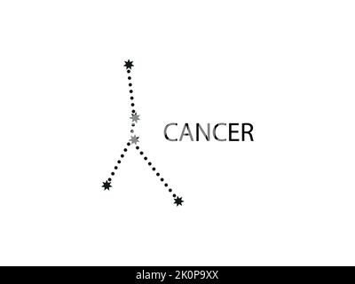 Cancer Zodiac Constellation. Sky map. Horoscope Symbol. Vector illustration of Astrological signs for calendar, horoscope isolated on a background Stock Vector