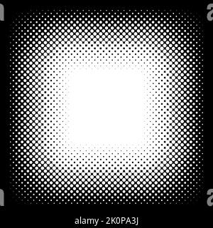 Halftone square frame. Dotted fade Gradient square border. Vector design element. Halftone illustration Stock Vector