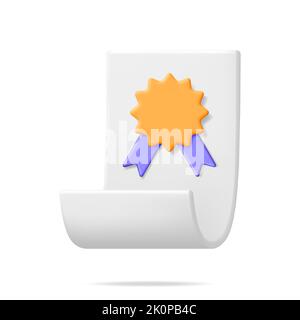 3D White Paper Scroll with Rubber Stamp Stock Vector