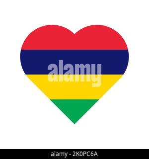 Mauritius vector flag heart on white background Stock Vector