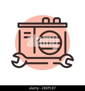 Ventilation installation black line icon. Pictogram for web page Stock Vector