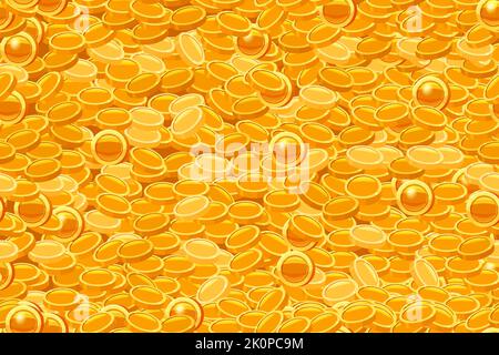 Seamless pattern Gold coin background, pile of gold coins treasure top view. Vector illustration pattern Stock Vector