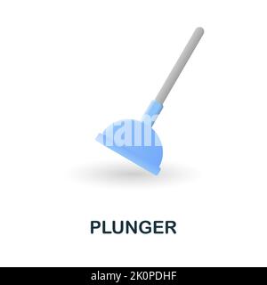 Plunger icon. 3d illustration from cleaning collection. Creative Plunger 3d icon for web design, templates, infographics and more Stock Vector