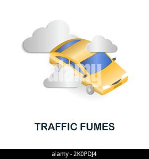 Traffic Fumes icon. 3d illustration from climate change collection. Creative Traffic Fumes 3d icon for web design, templates, infographics and more Stock Vector
