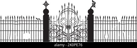 Cemetery Gate Silhouette - clean level element black on white Stock Vector
