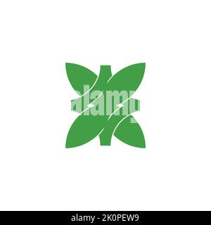green linked leaf square geometric decoration vector Stock Vector