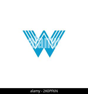 letter w stripes 3d geometric triangle logo vector Stock Vector