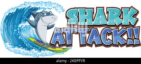 Cute shark surfing cartoon icon illustration Stock Vector Image & Art ...