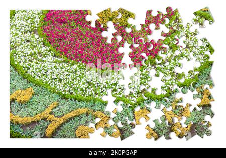 Flowerbed finely cured - concept image in puzzle shape Stock Photo