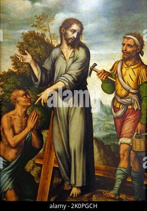 Christ justifying his passion (1562) by spanish painter Luis de Morales (c. 1510-1586) Stock Photo
