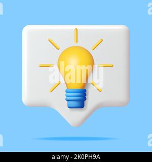3D Light Bulb in Speech Bubble Stock Vector
