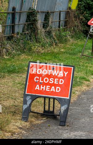 Pedestrian road works sign Stock Photo