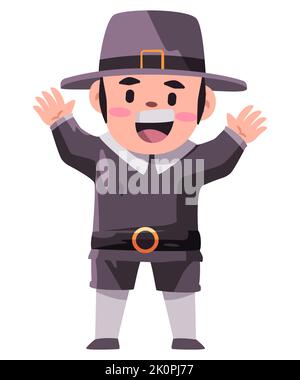 Gentleman wearing irish dwarf costume in black color with hat Stock Vector