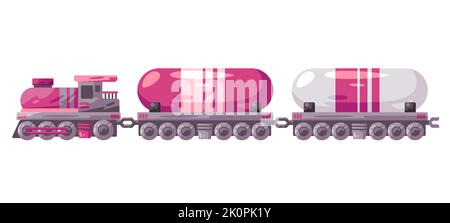 Liquid gas cargo tanker in train rail transport vehicle Stock Vector