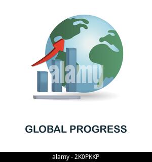 Global Progress icon. 3d illustration from business training collection. Creative Global Progress 3d icon for web design, templates, infographics and Stock Vector