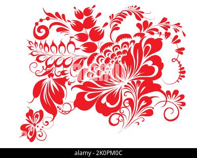 Ukraine traditional brush paint folk flowers for card, header, invitation, poster, social media, vector poster Stock Vector