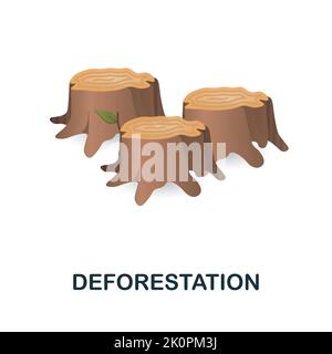 Deforestation icon. 3d illustration from climate change collection. Creative Deforestation 3d icon for web design, templates, infographics and more Stock Vector