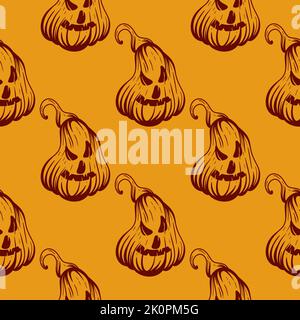 Seamless halloween pattern with pumpkins Stock Vector