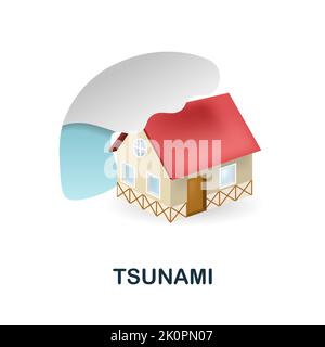 Tsunami icon. 3d illustration from climate change collection. Creative Tsunami 3d icon for web design, templates, infographics and more Stock Vector