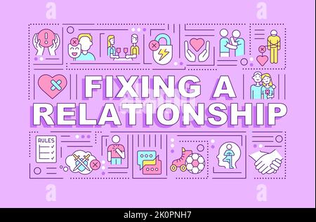 Fixing relationship word concepts pink banner Stock Vector