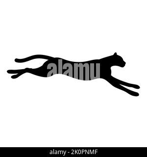 Vector flat jumping cheetah silhouette isolated on white background Stock Vector