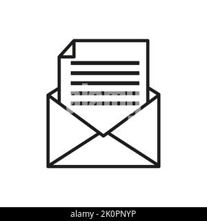 Vector Black and whiter icon an envelope with a letter Stock Vector