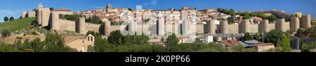 Panorama of the Walls of Avila, Spain. Stock Photo