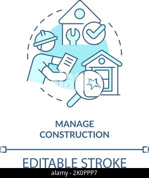 Manage construction turquoise concept icon Stock Vector