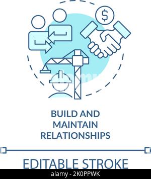 Build and maintain relationships turquoise concept icon Stock Vector