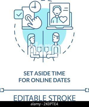 Set aside time for online dates turquoise concept icon Stock Vector