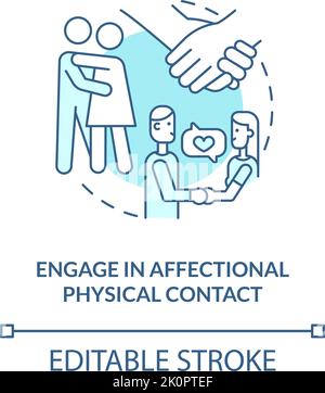 Engage in affectional physical contact turquoise concept icon Stock Vector