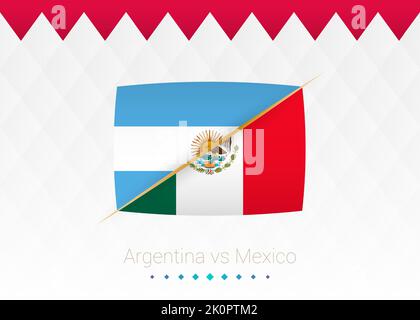 National football team Argentina vs Mexico. Soccer 2022 match versus icon. Vector illustration. Stock Vector