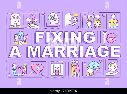 Fixing marriage word concepts purple banner Stock Vector