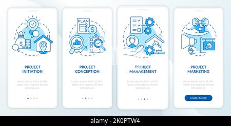 Developing real estate projects blue onboarding mobile app screen Stock Vector