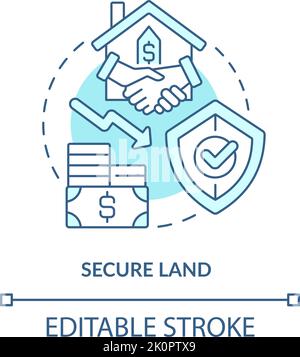 Secure land turquoise concept icon Stock Vector