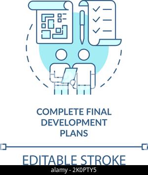 Complete final development plans turquoise concept icon Stock Vector