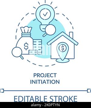 Project initiation turquoise concept icon Stock Vector