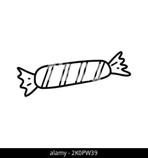 Hand drawn doodle candy. Cartoon element of sweets, vector sketch illustration, line art for web design, icon, print, coloring page Stock Vector