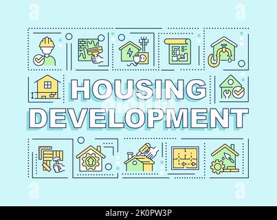 Housing development word concepts turquoise banner Stock Vector