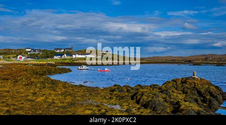 A view towards the main settlement on the Island of Coll, Scotland ...