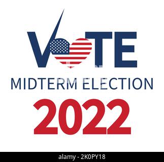 Day of mid-term elections. Vote 2022 USA, banner design. Election voting poster. Political election campaign Stock Vector