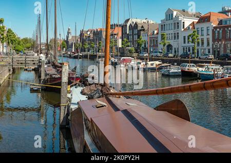 Historic ships at the outport, Delfshaven - Rotterdam,  Zuid-Holland, Netherlands, city, village, water, summer, ships, boat,  *** Local Caption *** N Stock Photo