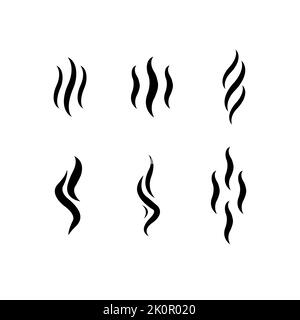 Smell icons. Smoke steam silhouette icon illustration Stock Vector