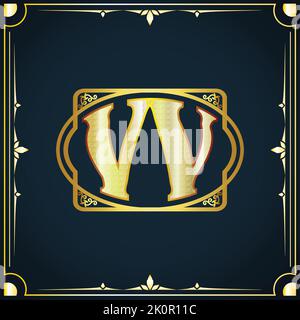 Initial letter VV royal luxury logo template Stock Vector